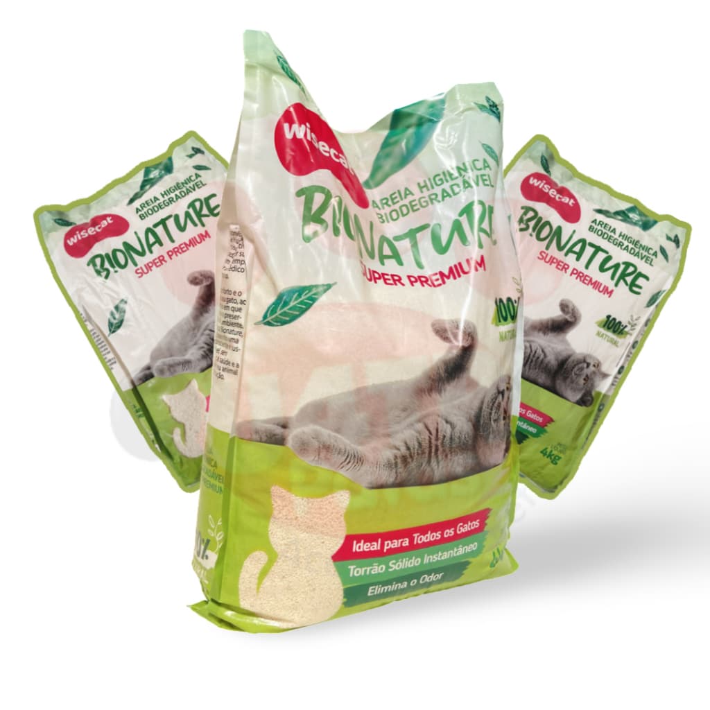 Areia de Gato pet Areia para gatos sanitaria 100% natural original wisecat 4kg