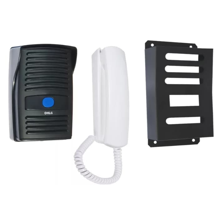 Kit Interfone Porteiro Eletronico Preto c/ Proteção anti vandalismo