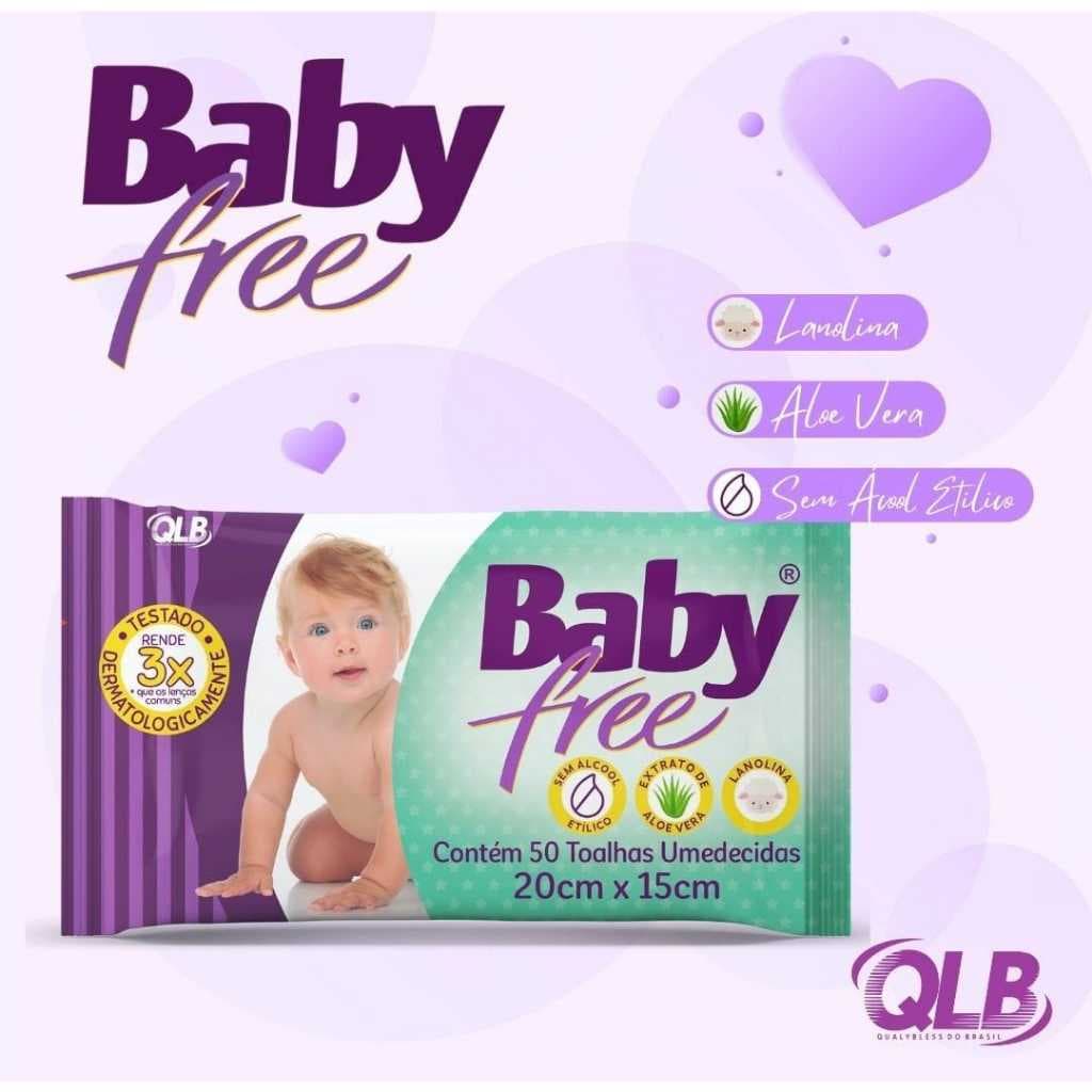Toalhas Umedecidas Baby Free com 50 Toalhas