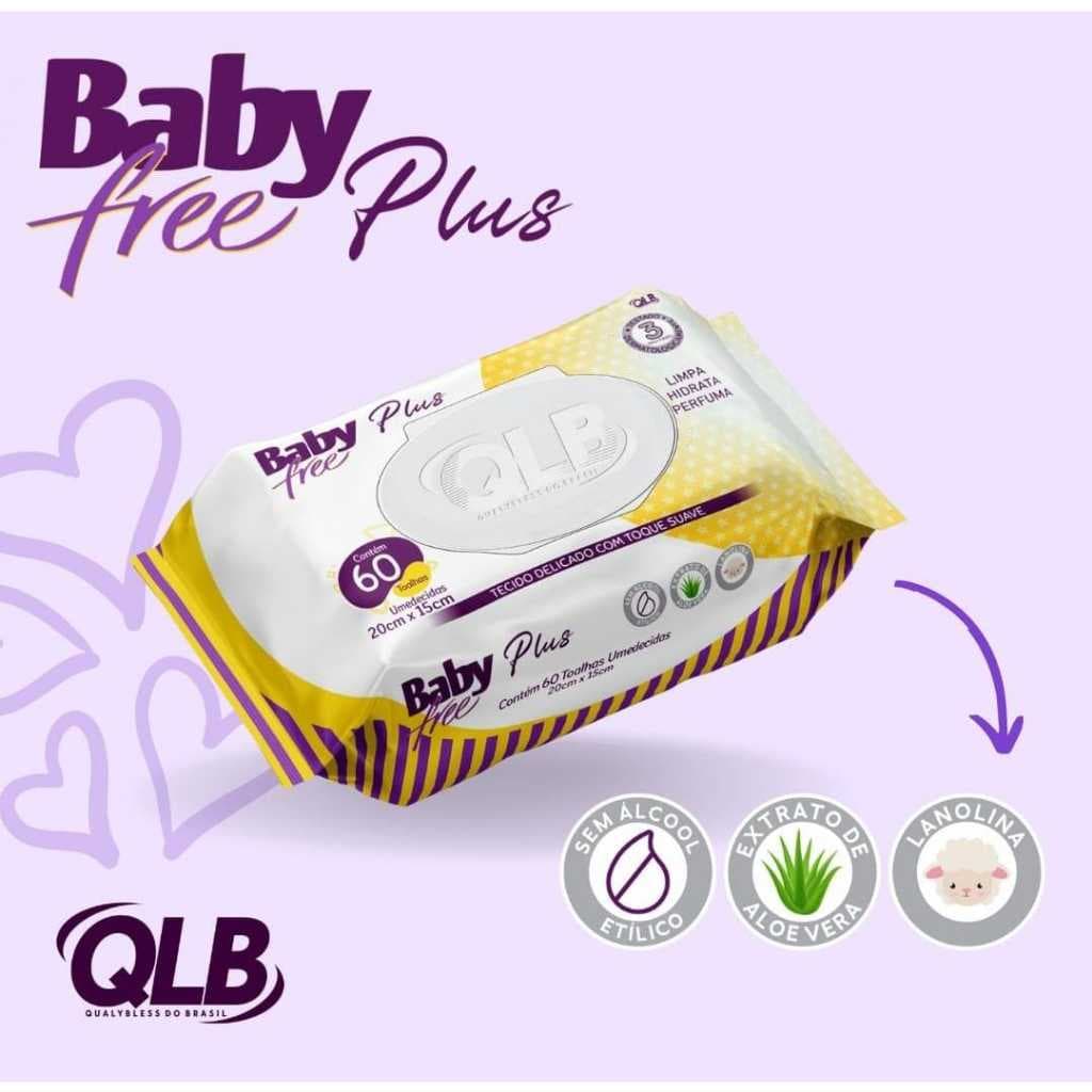 Lenço Umedecido Baby Free Plues com 60 Toalhas