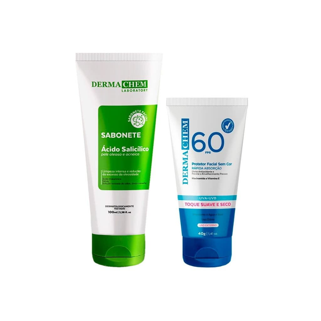 Dermachem Kit 2un - 1un Sabonete Facial Ácido Salicílico + 1un Protetor Solar Facial Fps60 Sem Cor