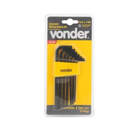 Jogo Chave Hexalobular T10 A T40 C/ Furo Guia Vonder Torx