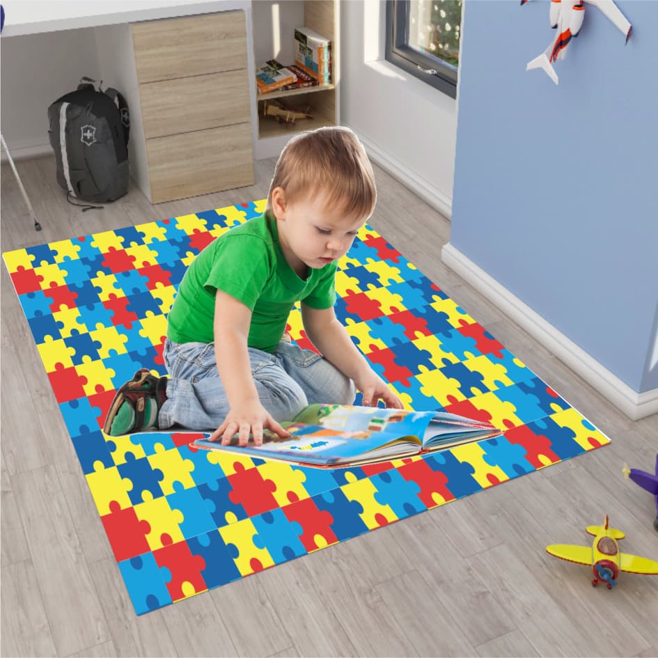 QUEBRA CABEÇA - AUTISMO - Tapete em Lona Vários Tamanhos