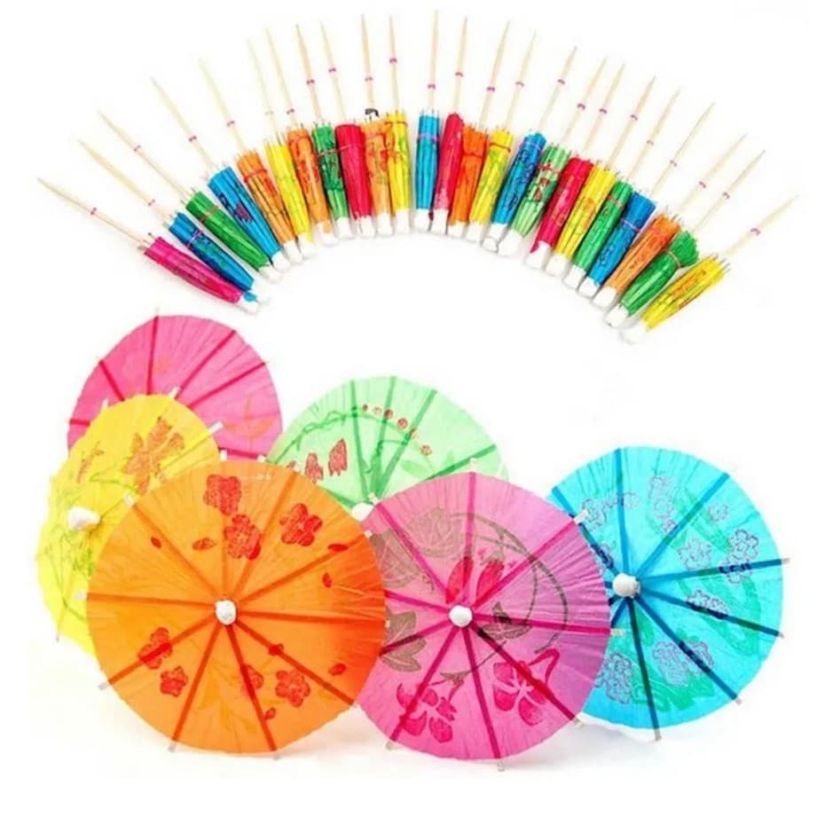 Palito Sombrinha Enfeite de Bebida Drink Guarda Chuva Havaiano