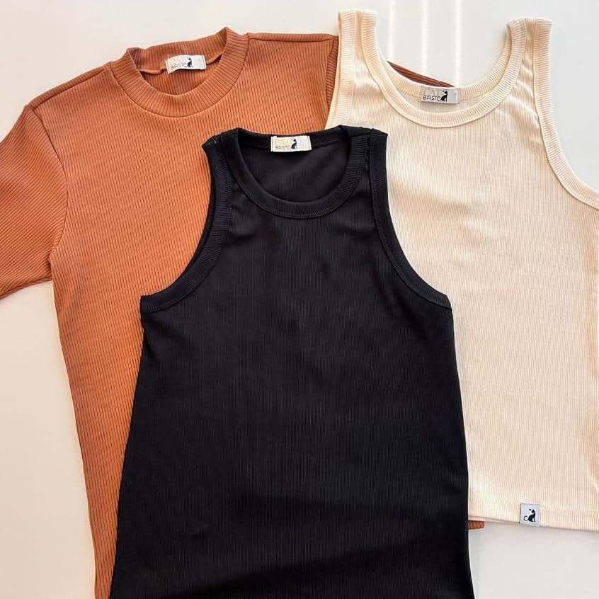 Kit 3 Mix Blusas Feminina Camiseta Regata B谩sica Confort谩vel Ribana  Cores Sortidas