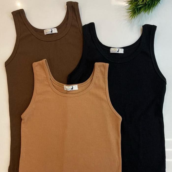 Kit 3 Blusas Feminina Basica De Ribana Sem Manga Algod茫o Lisa Cores Sortidas
