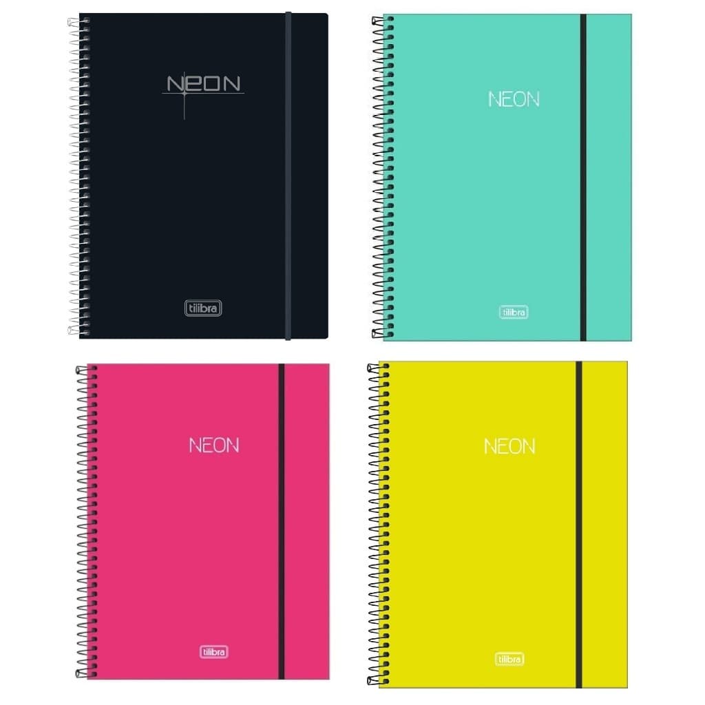 Caderno Univeritário10 Matérias Com 160 Folhas Espiral Neon
