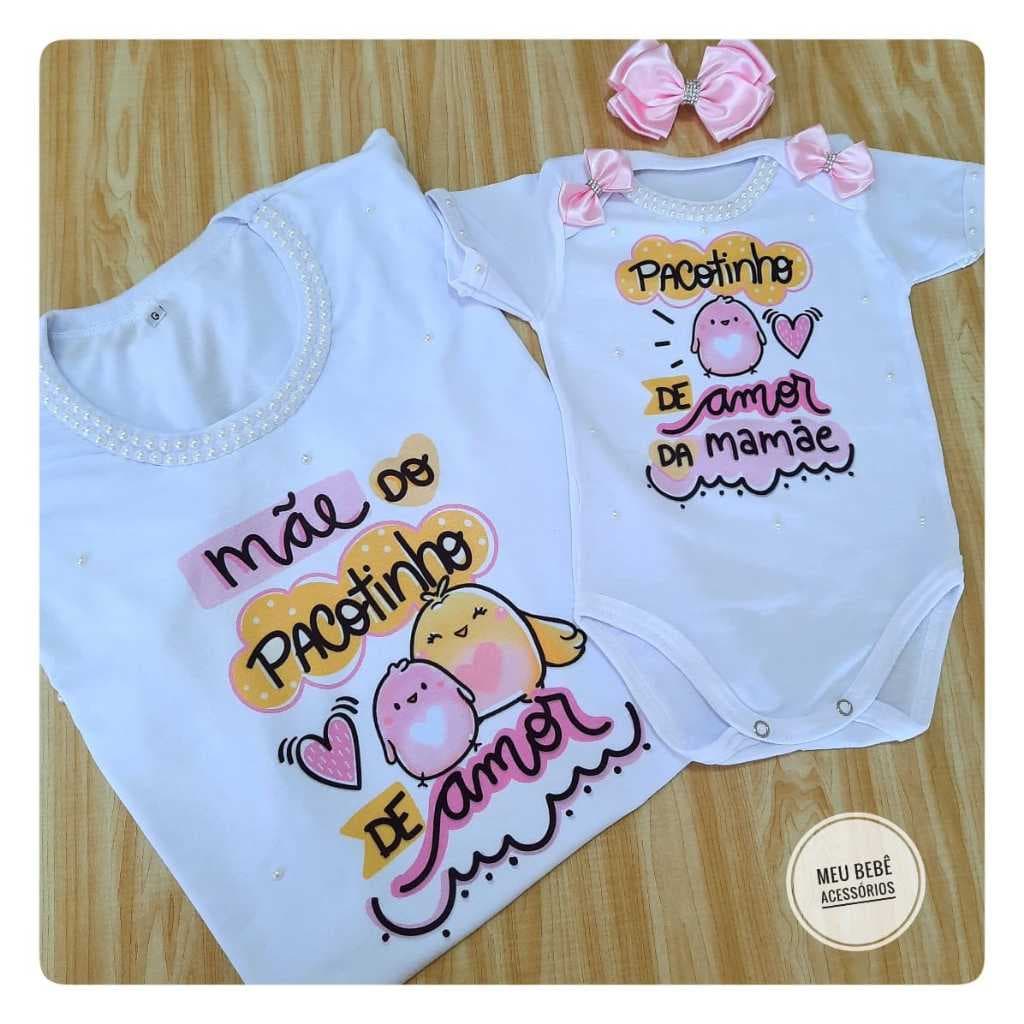 Kit Camiseta e Body De Bebê Meu Primeiro Dia Das Mães Com Minha Filha Camisa Mãe e Filha Tal Mãe Tal Filha Mamãe