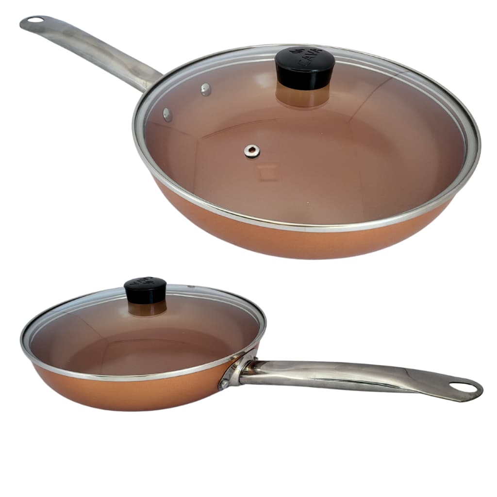 Frigideira Fritadeira Tacho Frigidera Com Tampa Antiaderente Não Gruda Cerâmica Titânio Cobre 24cm
