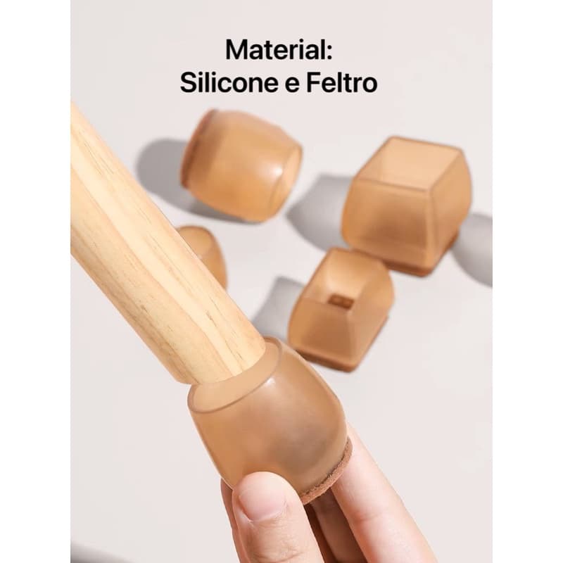 kit Protetor de Silicone e Feltro Para Pé de Cadeira cor transparente