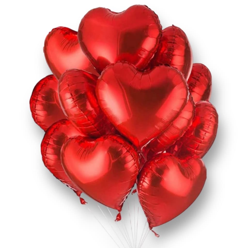 Kit 50 Balões De Coração Metalizado 45cm Decoração Festa Dia dos Namorados/Mães