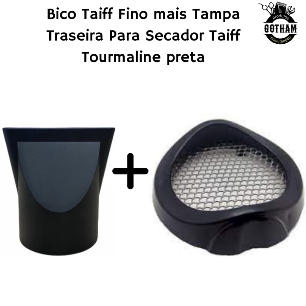 Bico Para Secador De Cabelo Taiff Fino mais Tampa Traseira Para Secador Taiff Tourmaline preta