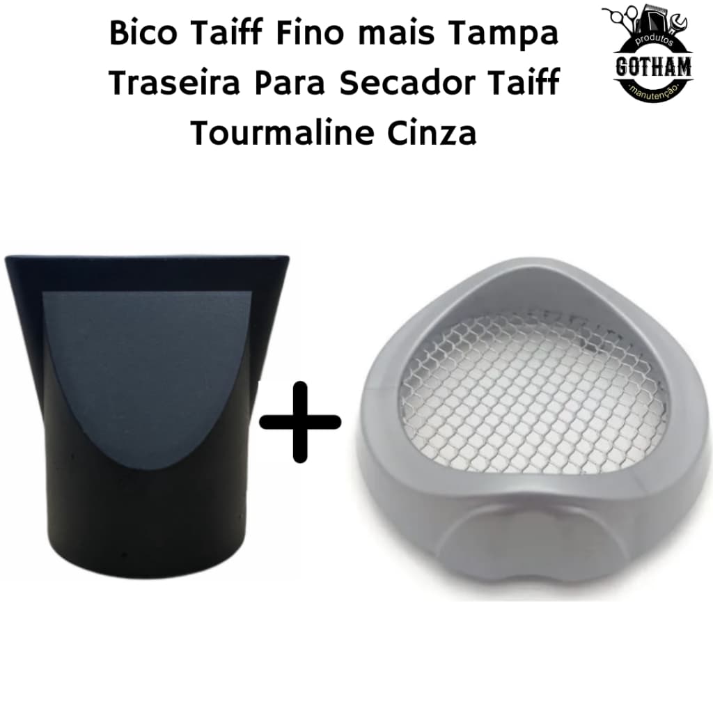 Bico FINO de Secador de Cabelo TAIFF mais Tampa Traseira Para Secador Taiff Tourmaline CINZA