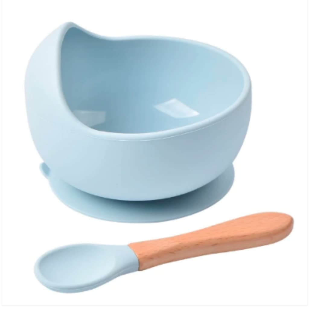 Potinho Silicone Com Ventosa Para Bebê Livre Bpa E Colher
