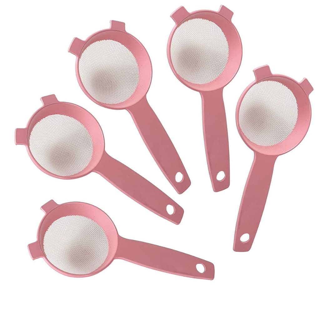 Kit Peneira de Plástico Mini 7 cm Rosa 5 Peças