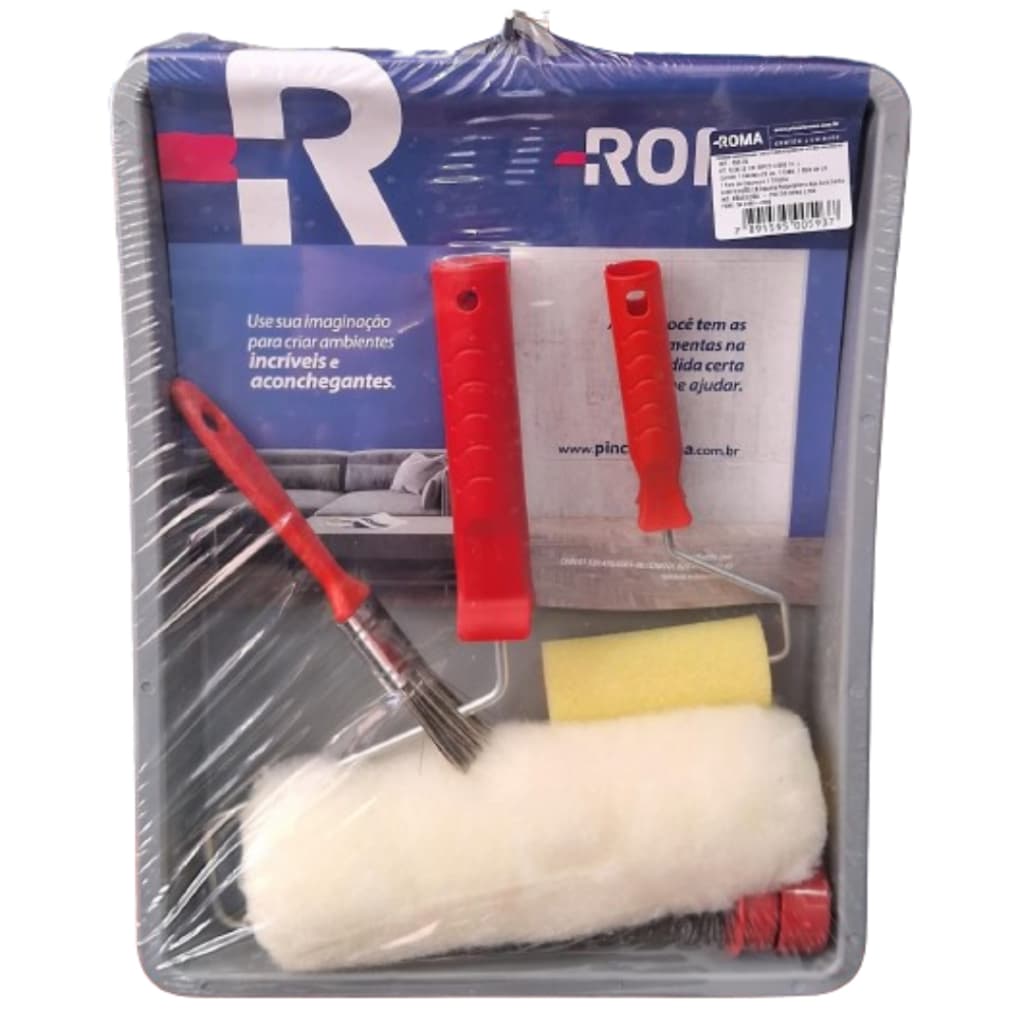 Kit Pintura Parede 5 pcs Rolo Lã Carneiro - Roma