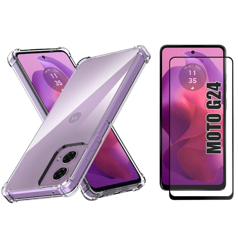 Kit Capa Anti Impacto + Película 3D P/ Moto G24