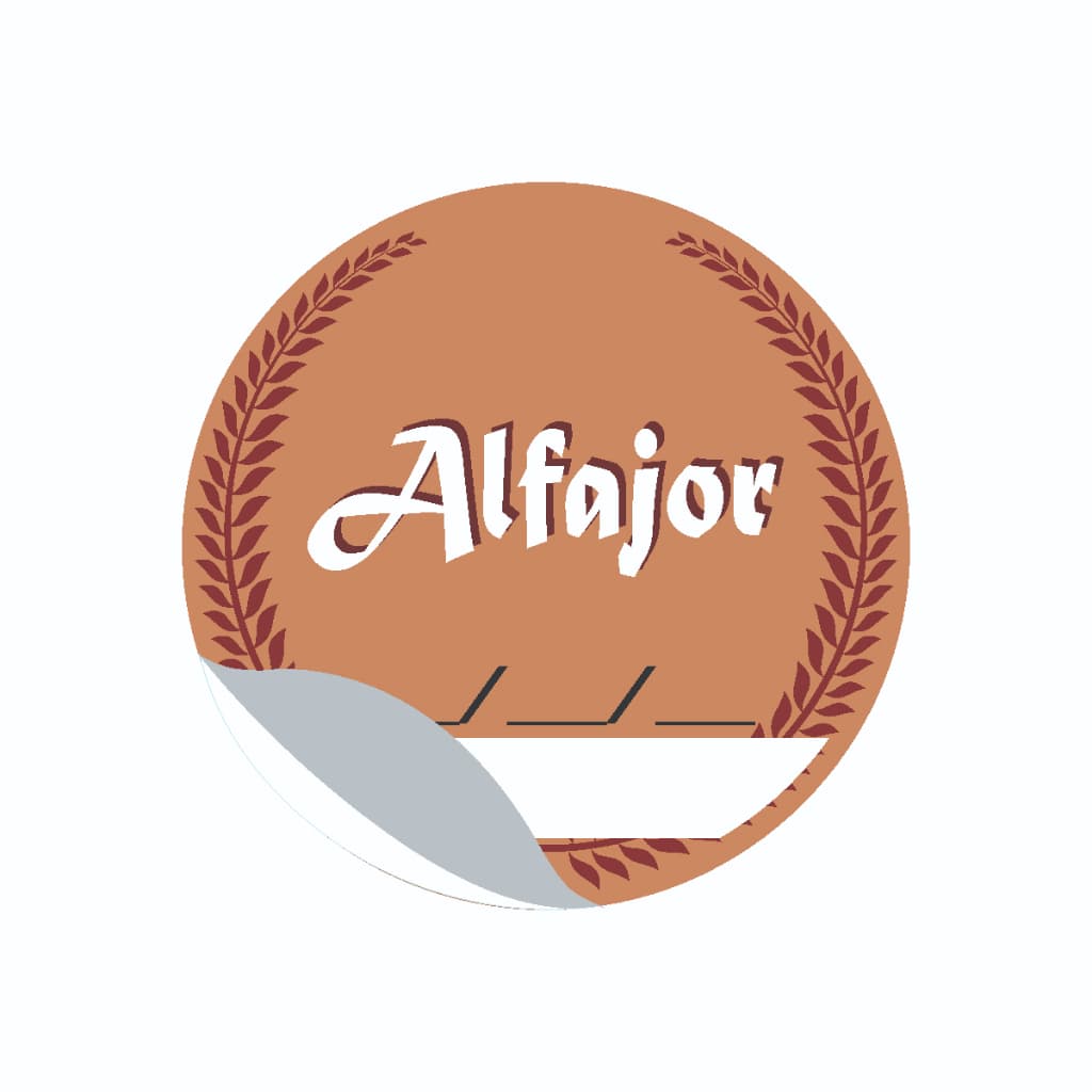 50 à 200 Etiquetas Adesivas para Alfajor 4x4cm  em Vinil  Resistente à Água Geladeira freezer