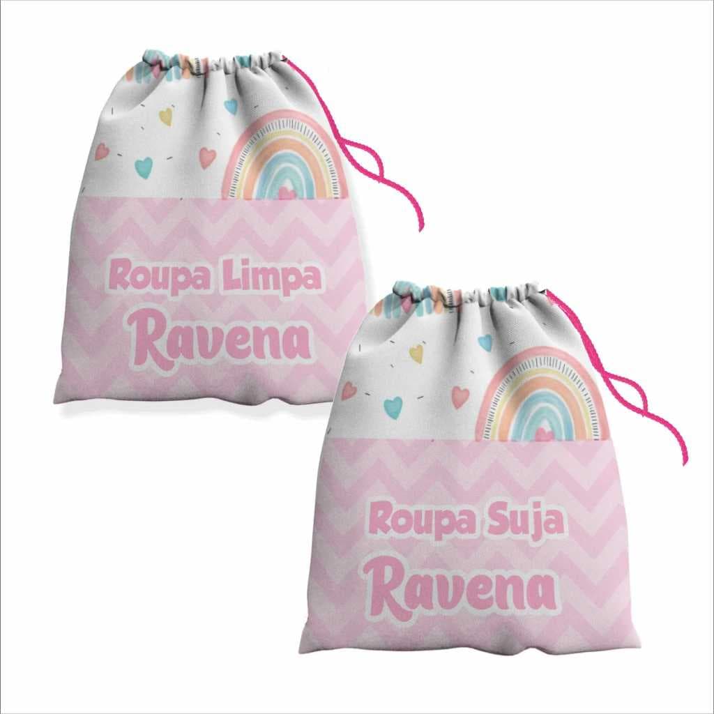 Kit Sacos Personalizado Roupas Sujas e Limpas Saquinho Organizador