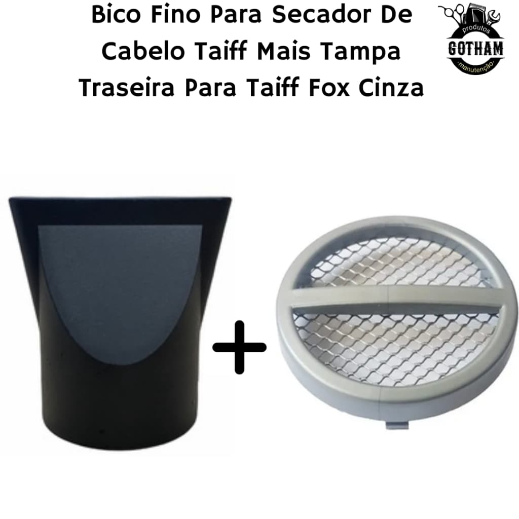 Bico Fino Para Secador De Cabelo Taiff Mais Tampa Traseira Para Taiff Fox Cinza