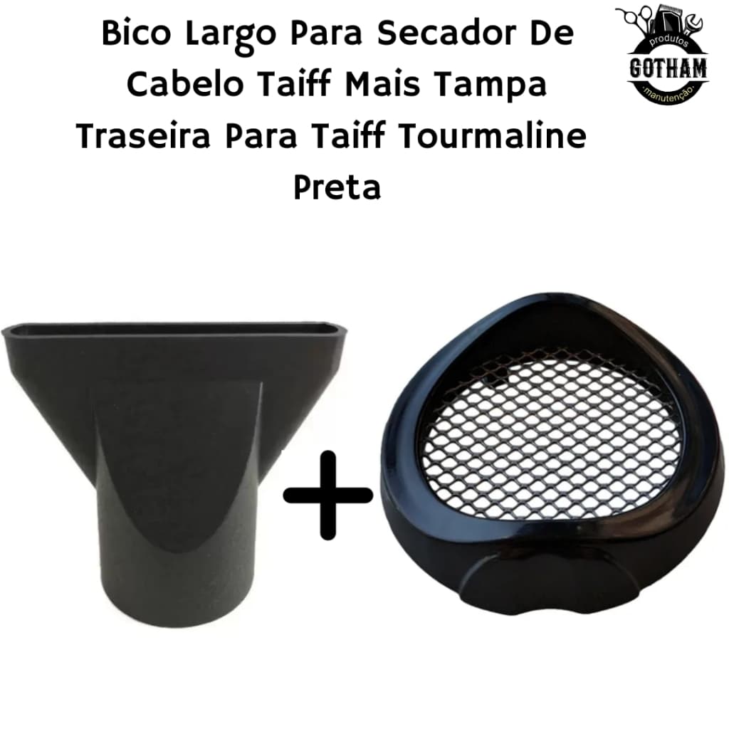 Bico Largo de Secador de Cabelo TAIFF mais Tampa Traseira Para Secador Taiff Tourmaline preta