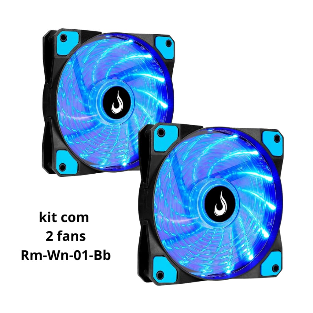 Kit 2 Fans Cooler Ventoinha  led Azul PC Gamer 120mm Wind Rm-Wn-01-Bb