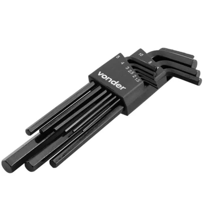 Jogo De Chave Allen 1,5mm A 10mm 9 Peças Longa Crv Vonder