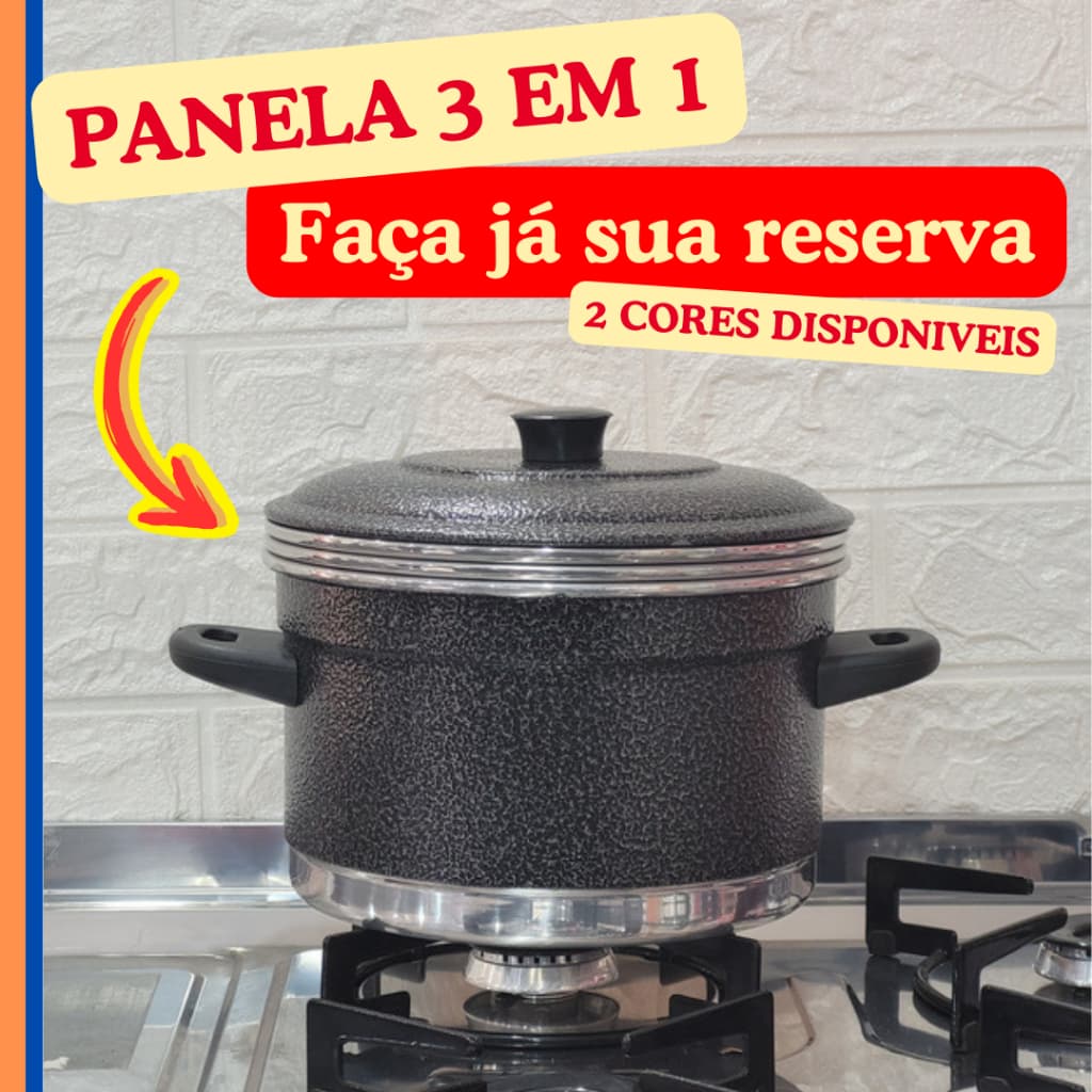Panela Reforçada Multi Uso 3 em 1 Forma De Pudim Legumes