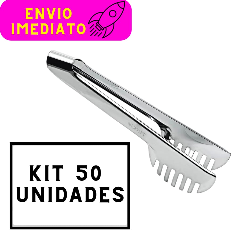 Kit 50 Pegadores Universal de Massas Salada Macarrão em Aço Inox Para Restaurante Hotel