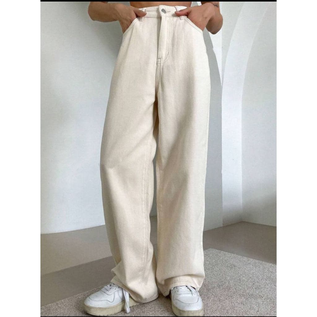 Jeans feminina De Cintura Alta Lavados De Pernas  Calça Wide Leg Pantalona Jeans Feminina Cintura Alta Levanta Bumbum