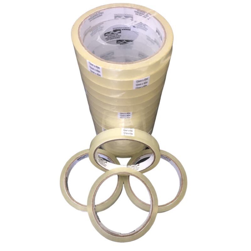 Fita adesiva transparente fina Rolo 12mm x 40m -  12mm x 65mm Pacote 10un