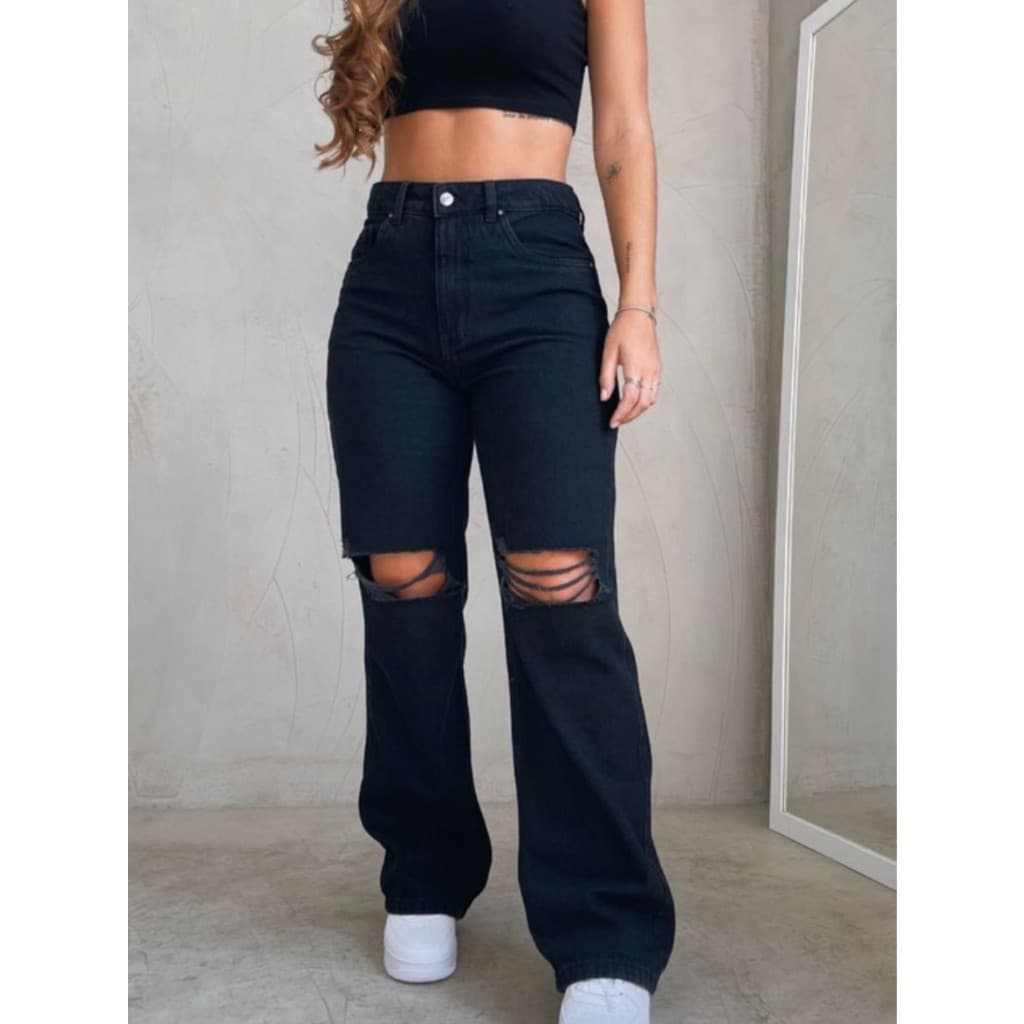 Calça Wide Leg Rasgada Diversas Cores