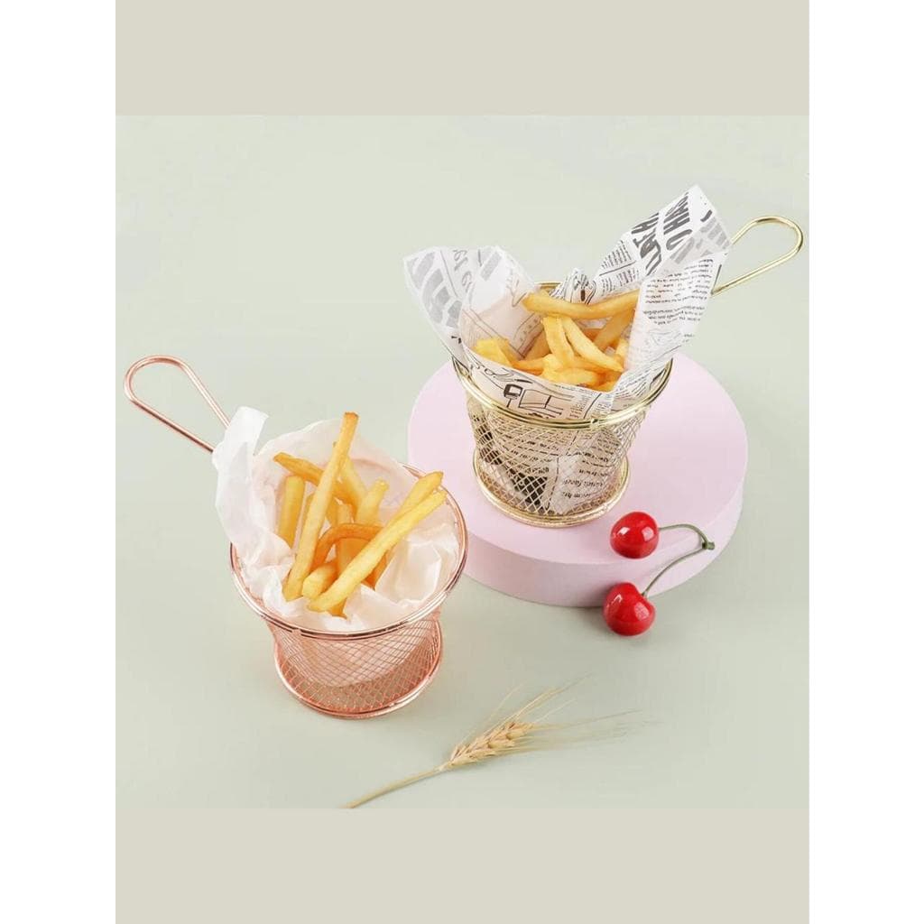 Kit 3ou 1peça Mini Cestos Para Frituras Petiscos Batata e Nuggets Com Alça REDONDO 8X8X7.5cm