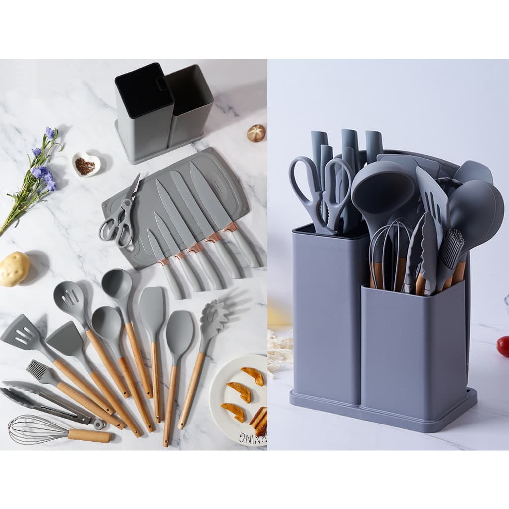 Kit 19 Peças - Jogo de Utensílios de Cozinha em Silicone Completo - Antiaderente e Resistente ao calor