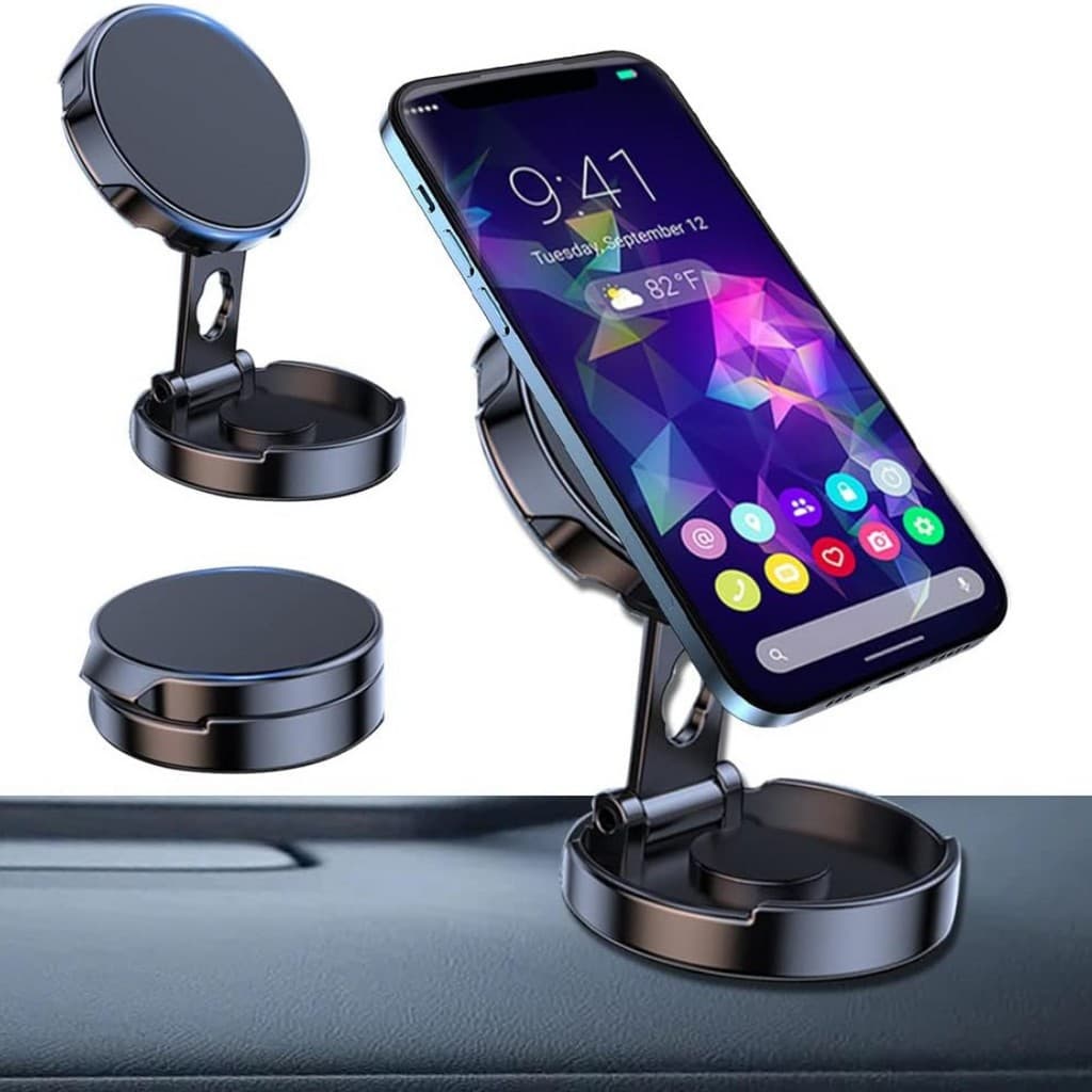 Suporte Celular para Carro Magnético Dobrável 360º Universal Redondo Alta Pressã