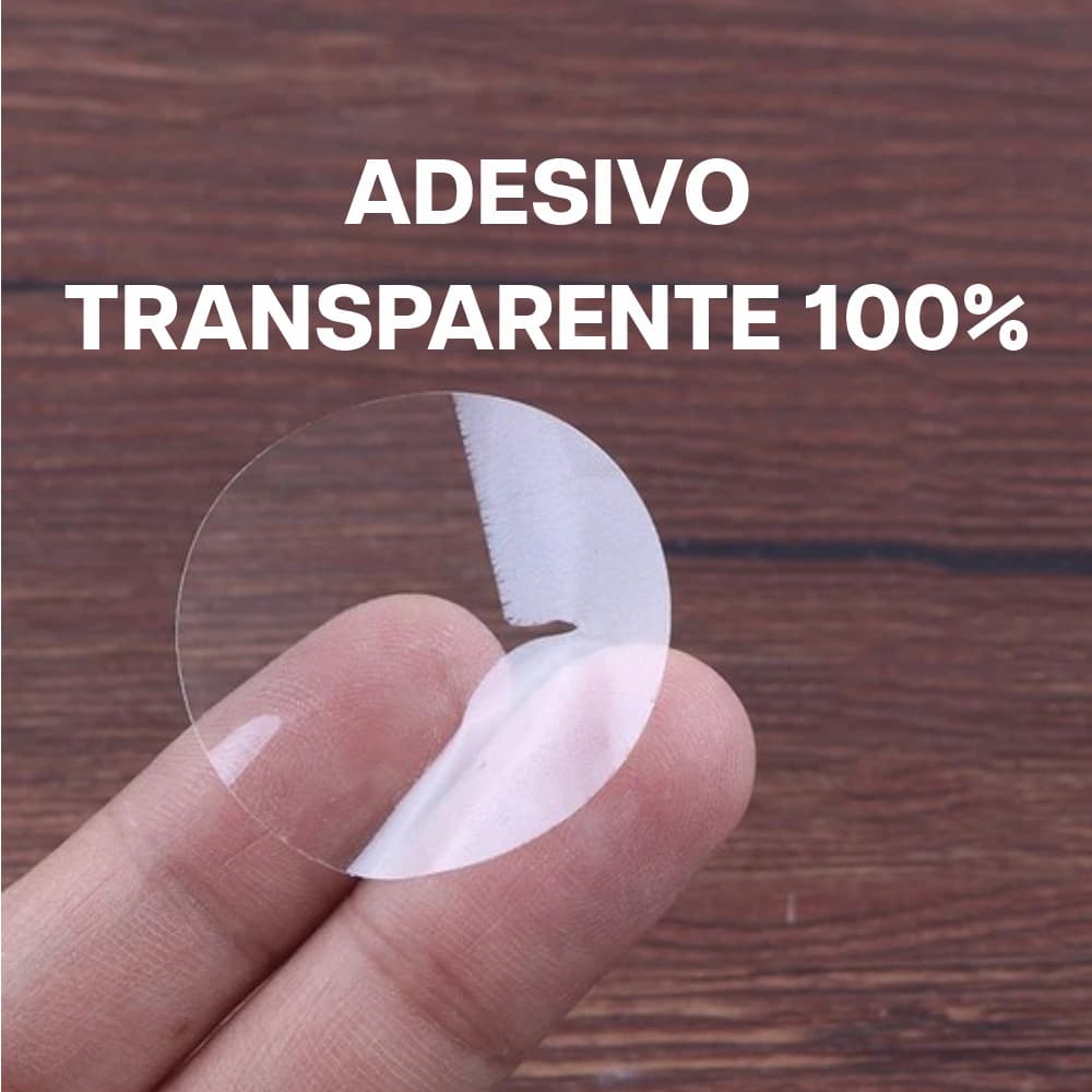210 Etiquetas Lacre Adesivas Transparente em Vinil Ideal para Presentes, Sacolas, Sacos Plásticos, Caixinhas e Envelopes
