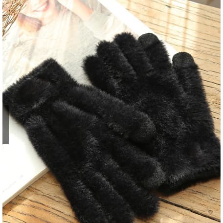 Luva Pelinho Preta Adulto- Juvenil Unisex Inverno Quentinha Lisa Soft Pelinho Inverno Frio Intenso