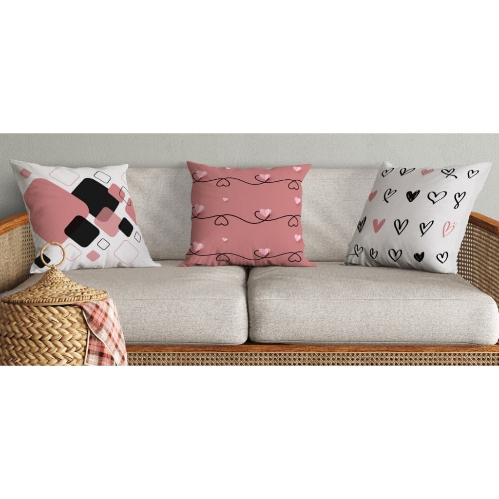 Kit Capa de Almofada 03 Peças Para Quarto Sala Decoração