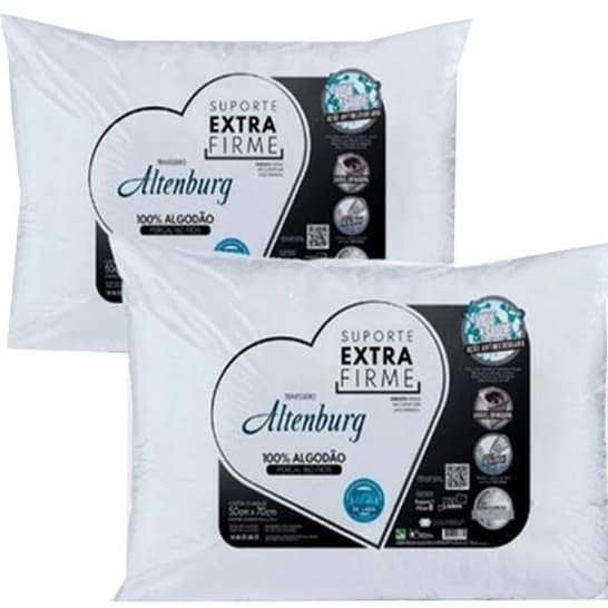 2 Travesseiros Altenburg Suporte Extra Firme 180 Fios 50x70cm