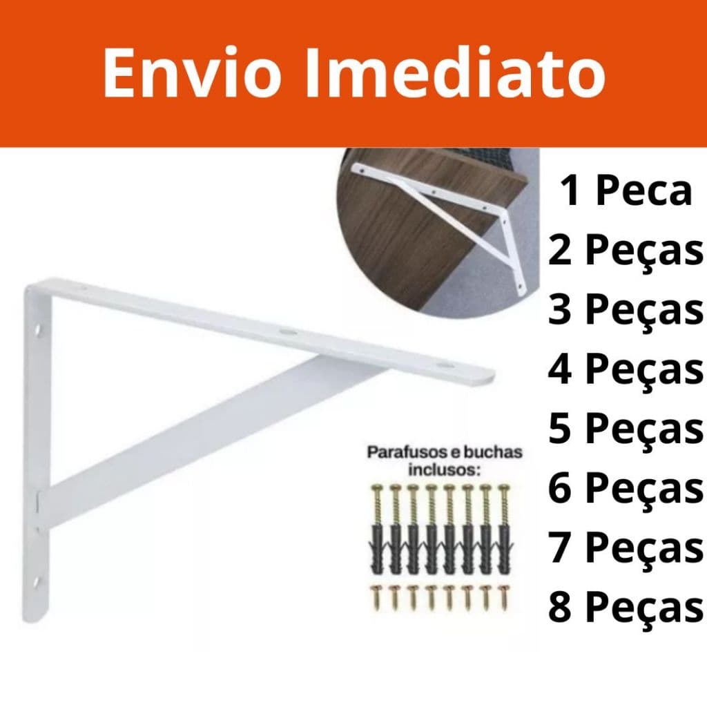 kit Mão Francesa Suporte Prateleiras 30cm +Parafusos, Buchas kit completo