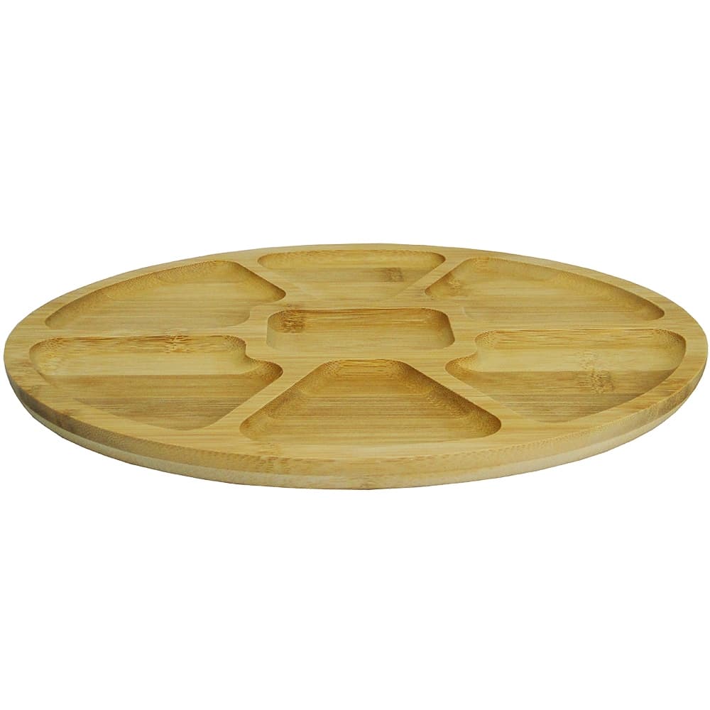 Bandeja Petisqueira de Bambu Oval com 7 ANDEJA PETISQUEIRA DE BAMBU OVAL COM 7 DIVISORIAS 30X24CM
