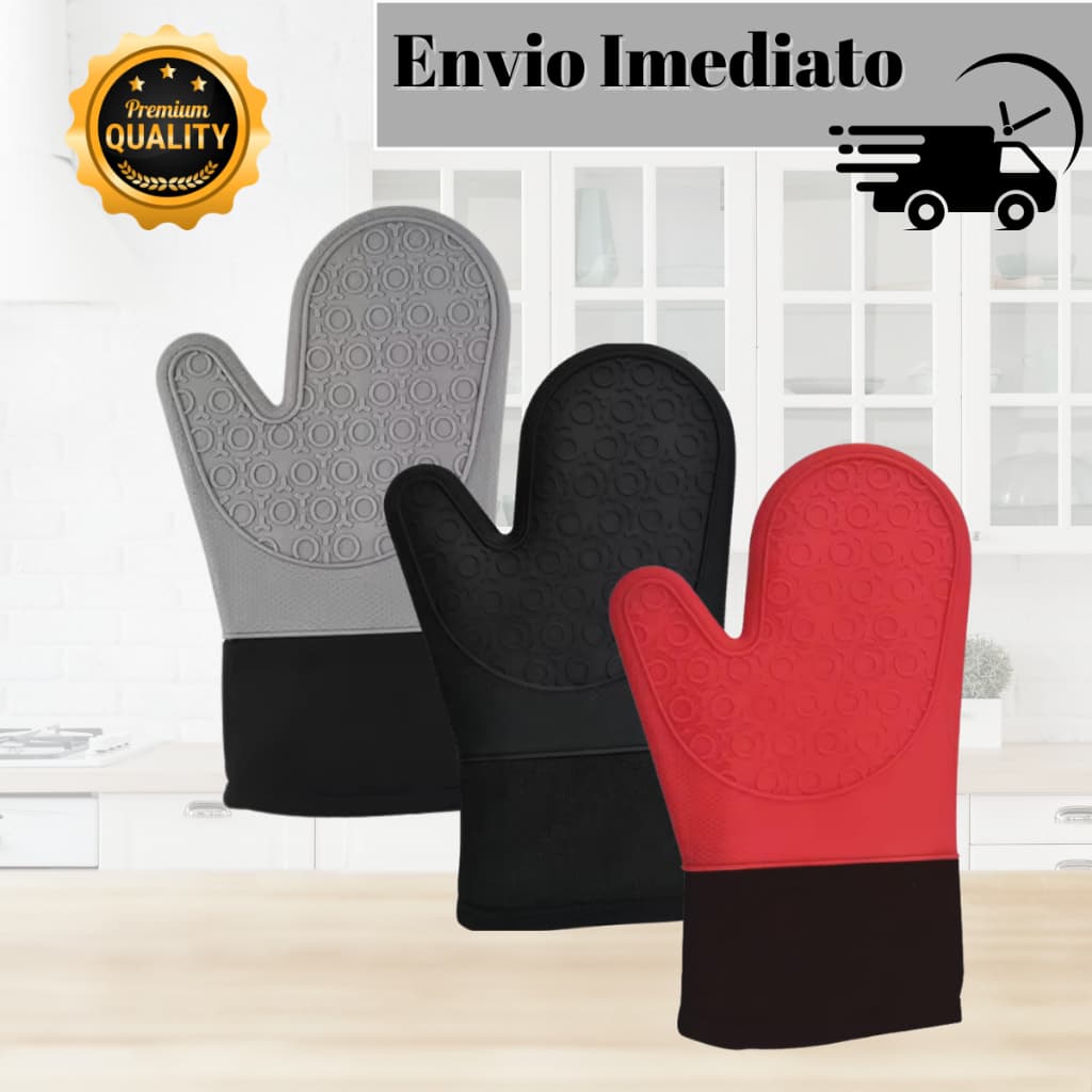 Luva de Silicone Térmica Cozinha Forno Assadeira e Panela Quente Com Forro Alta Temperatura Forrada