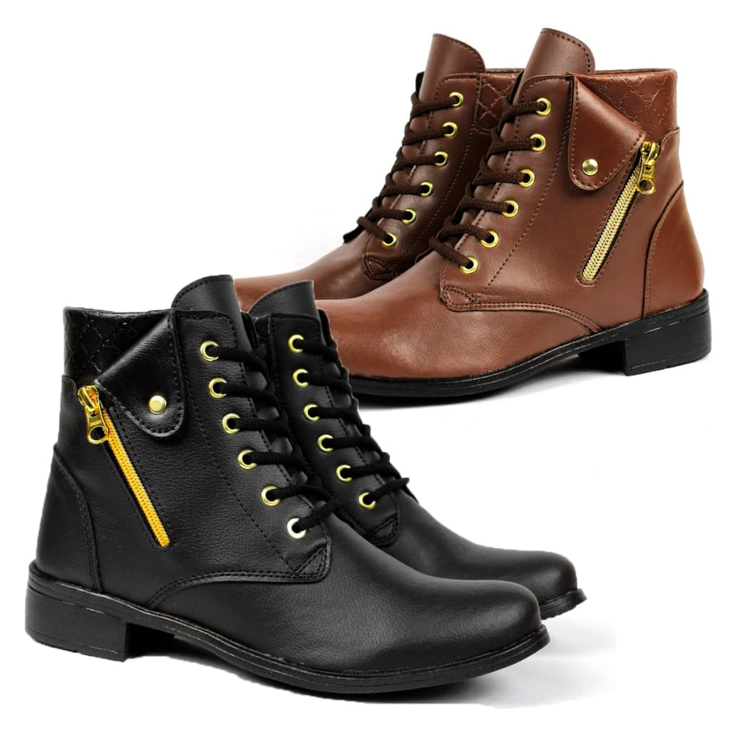 2 Pares Coturno Casual Femnino Confortável Bota Inverno