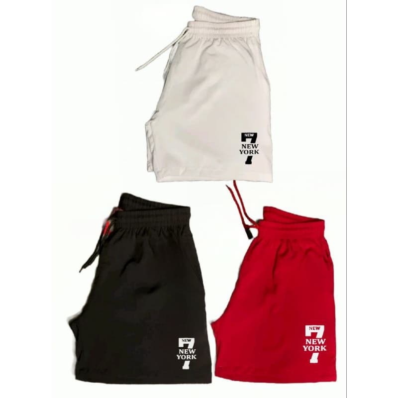 Kit 3 shorts tactel 7 New York Skate Sk8 Street  Elastano Confortável Praia Verão Oferta