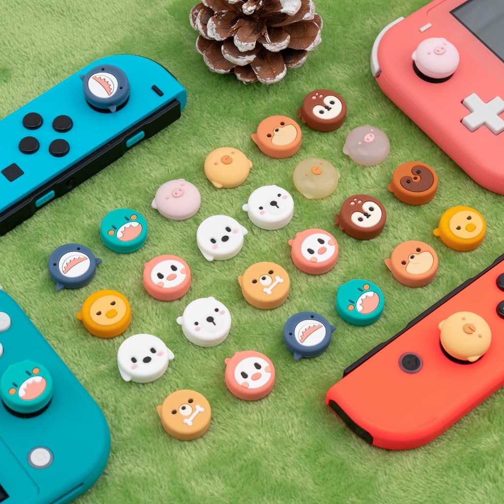 Par de Grip Borracha Silicone Analógico de Controles Nintendo Switch Joy-Con