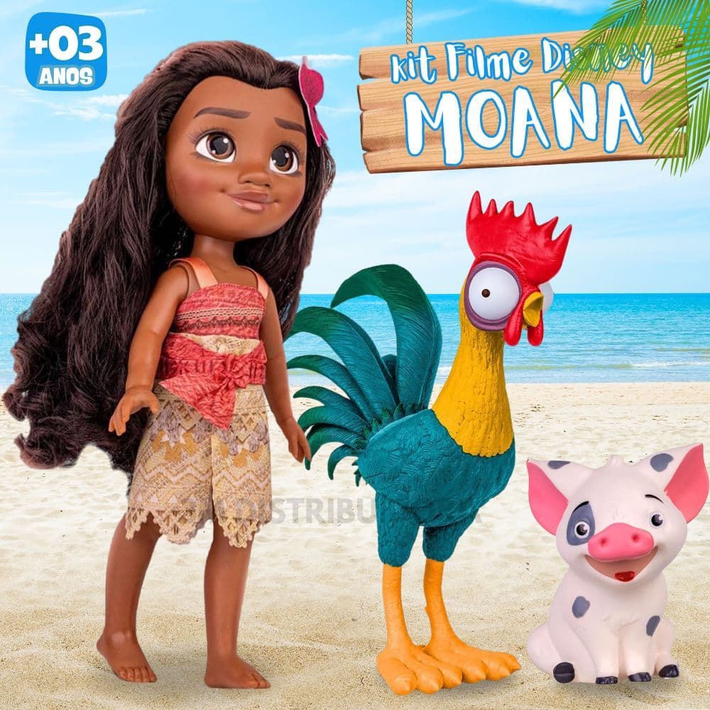 Boneca Moana Galo Hei Hei E Porquinho Pua Kit Filme Moana Completo Disney Faz De Conta Coleção