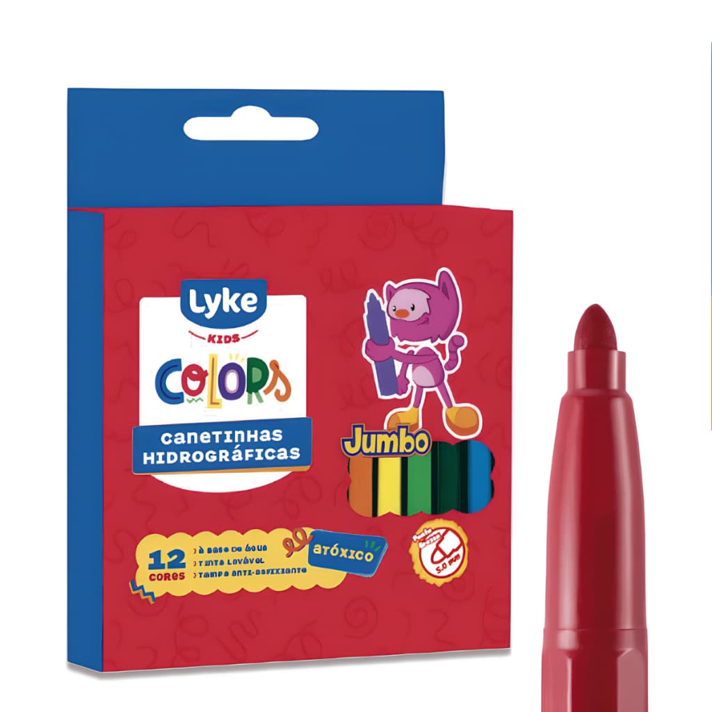 Kit 12 Canetinha Caneta Hidrografica Pen Jumbo Escolar