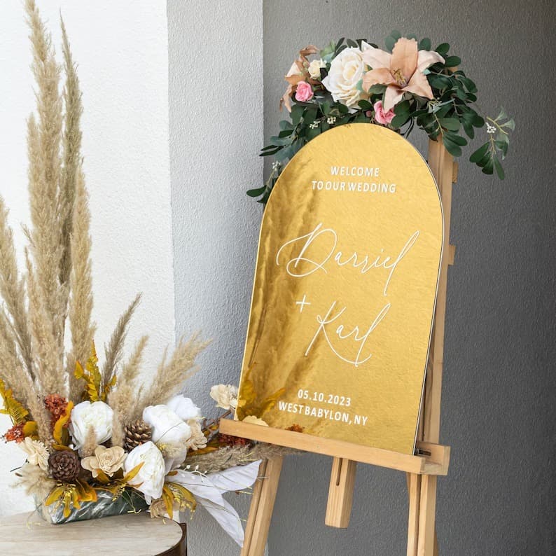Placa para Casamento com Cavalete Entrada Recepção Bem Vindo Espelhada Aniversário Evento
