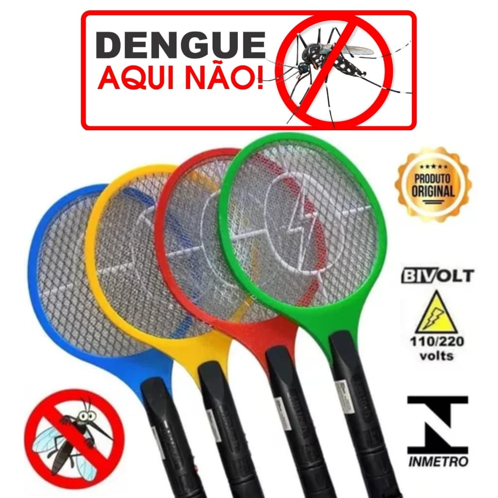 Raquete exterminadora de pernilongos e mosquitos elétrica recarregável