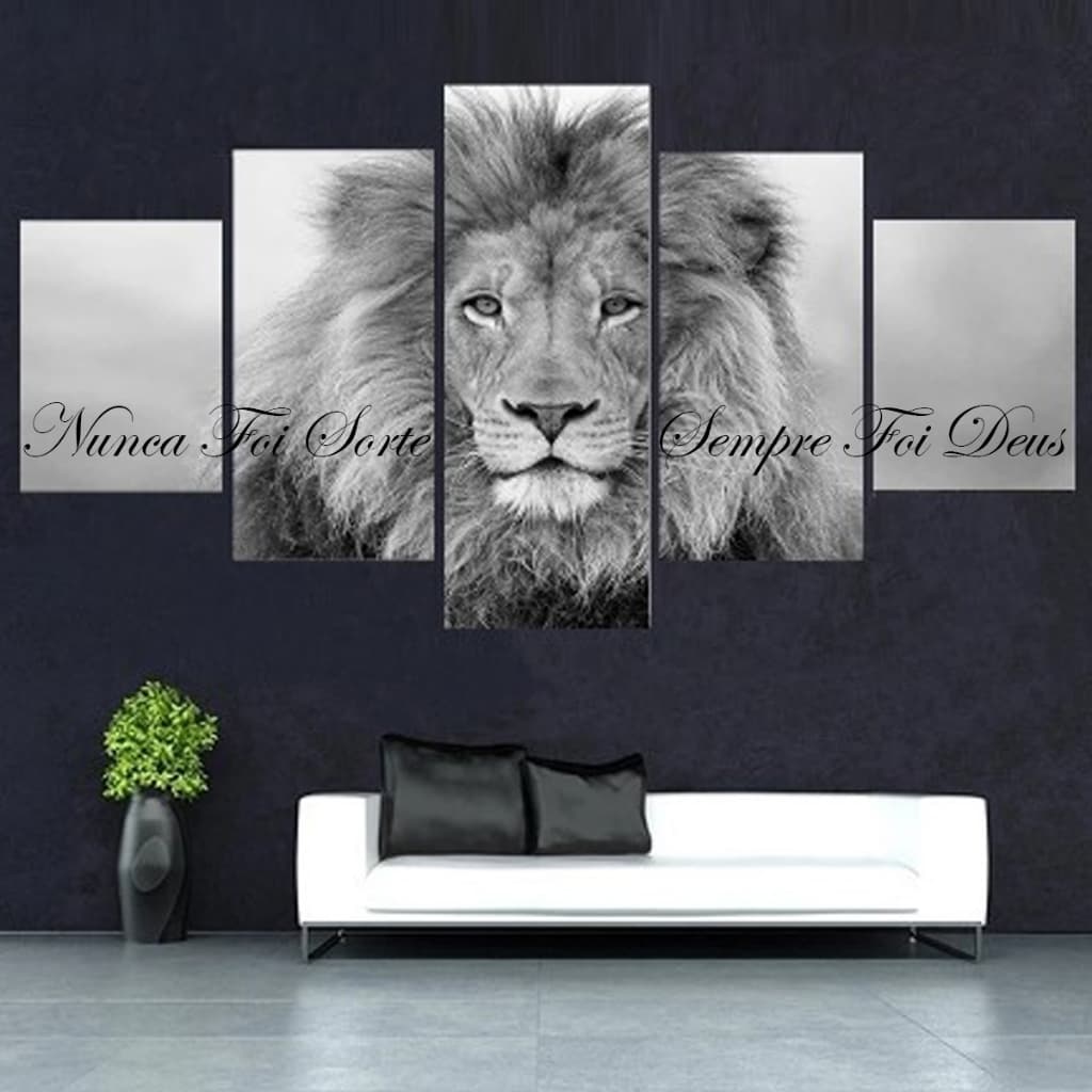 Quadros Decorativos Mosaico Leão de Judá Nunca Foi Sorte Sempre Foi Deus | Decoração Sala Quarto